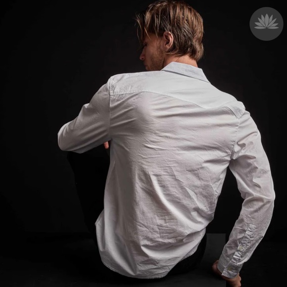 NWT Standard James Perse Men's Cotton Western Button Down Shirt, M/2 - Picture 4 of 13